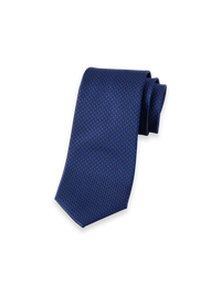 Houndstooth Woven Silk Tie - Navy