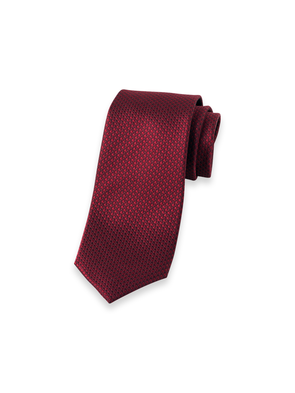Product Image of Houndstooth Woven Silk Tie-Burgundy