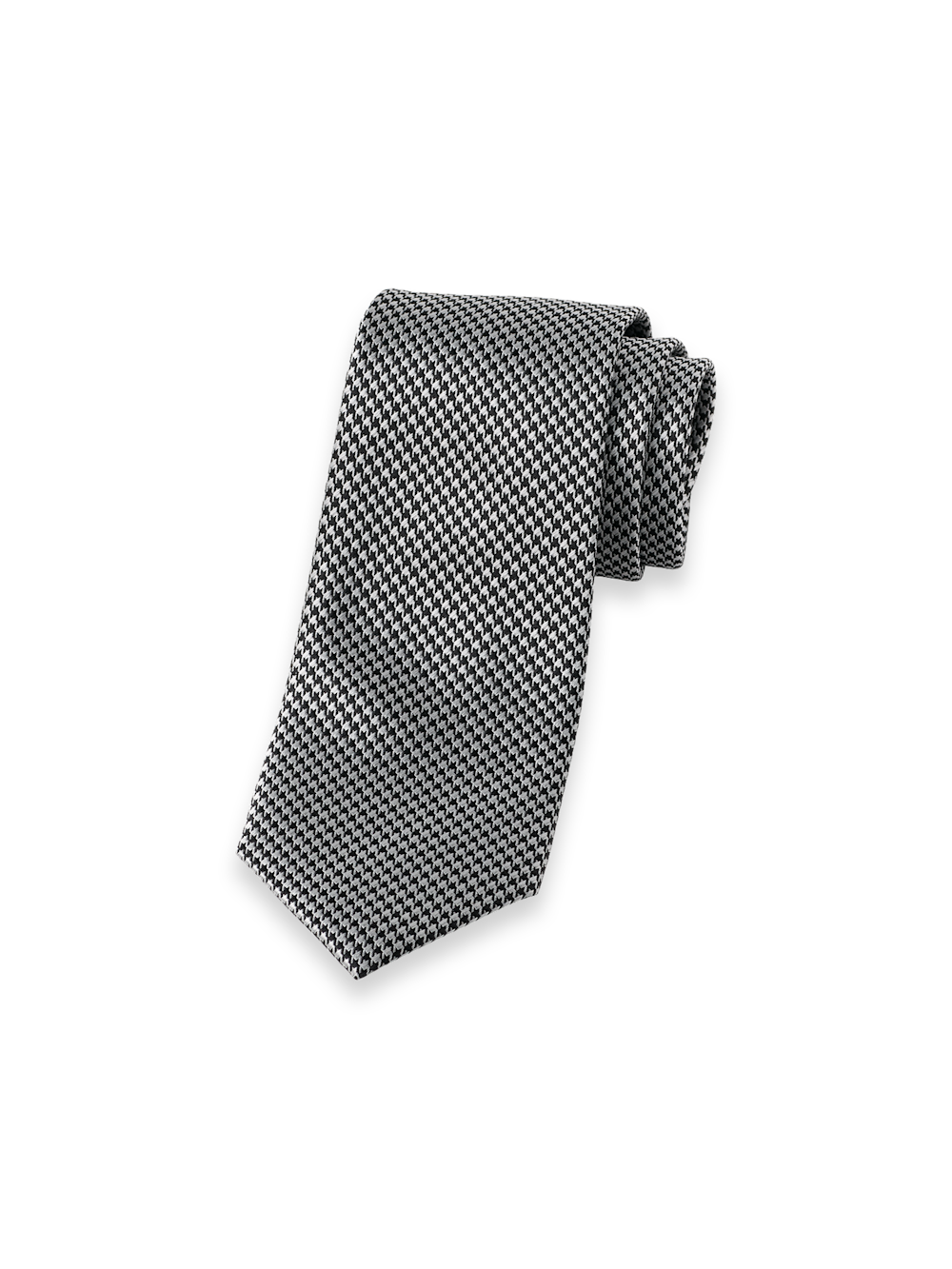Product Image of Houndstooth Woven Silk Tie-Black/Grey