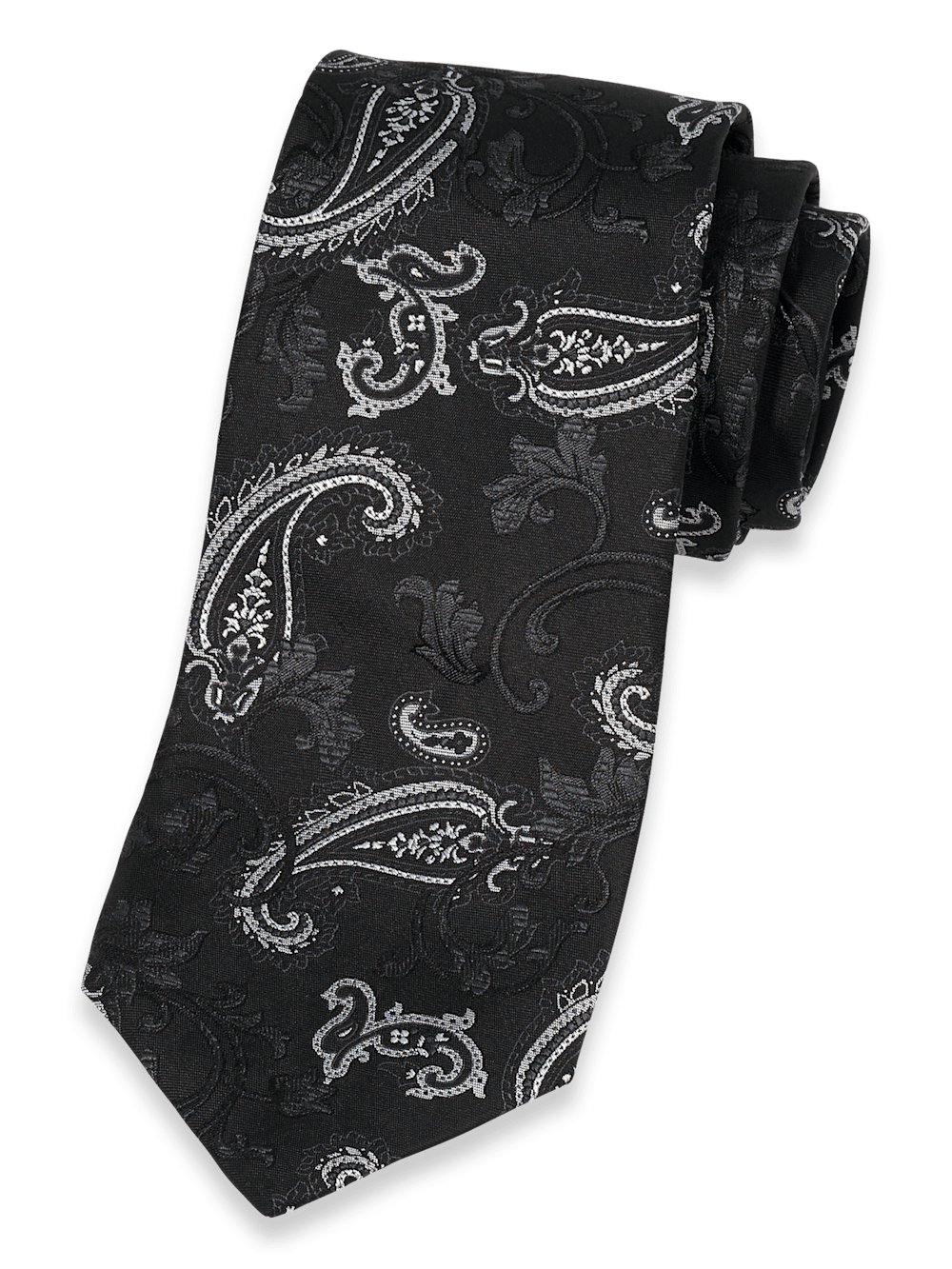 Product Image of Paisley Woven Silk Tie-Black