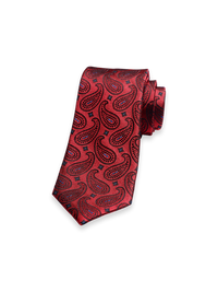 Paisley Woven Silk Tie - Red