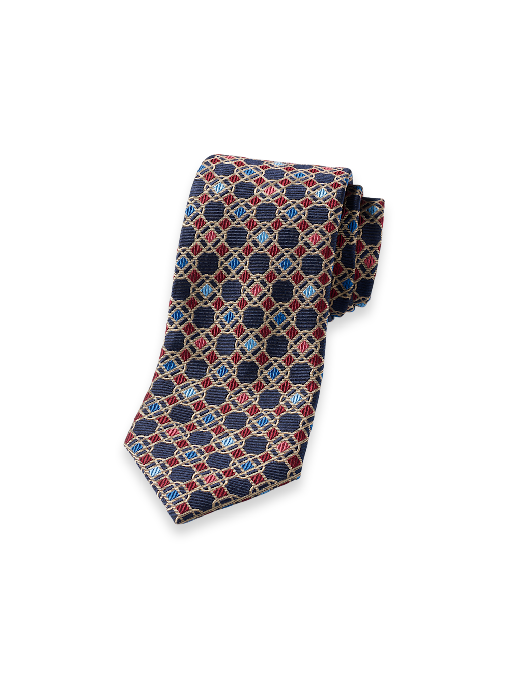 Product Image of Geometric Woven Silk Tie-Navy Multi