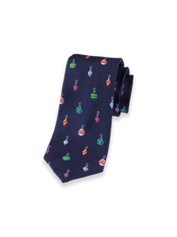 Ornament Woven Silk Tie - Navy Multi