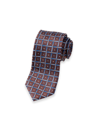 Basketweave Woven Silk Tie - Brown