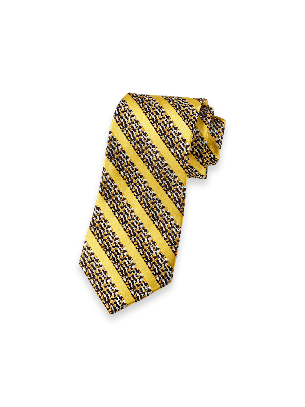 Product Image of Stripe Lurex Woven Silk Tie-Navy/Gold