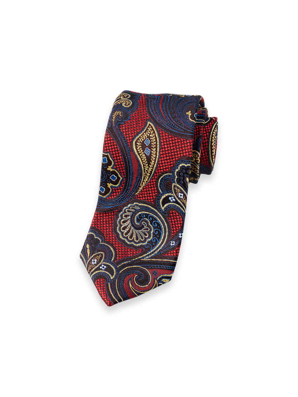 Product Image of Paisley Lurex Woven Silk Tie-Red