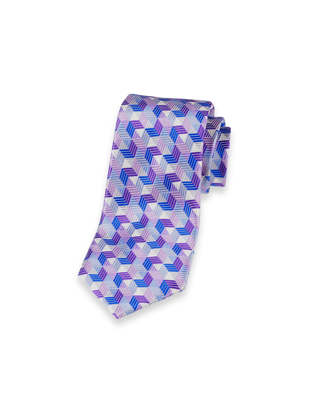Product Image of Geometric Woven Silk Tie-Purple Multi