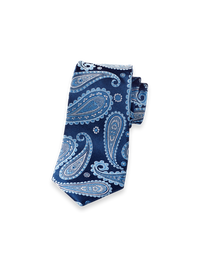 Paisley Woven Silk Tie - Navy/blue