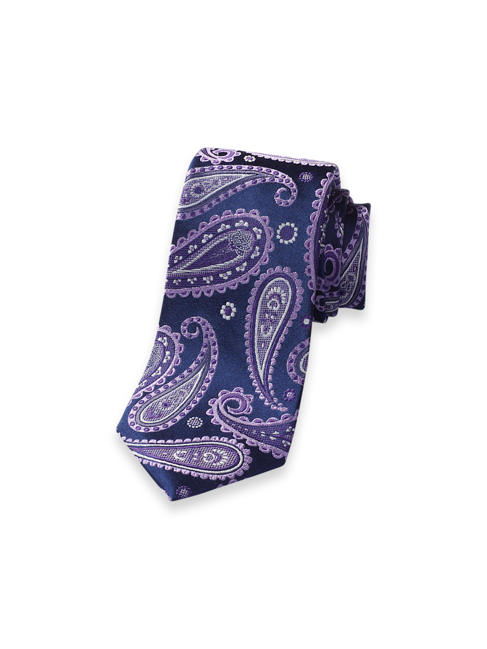 Product Image of Paisley Woven Silk Tie-Navy/Purple