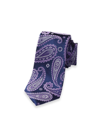 Paisley Woven Silk Tie - Navy/purple
