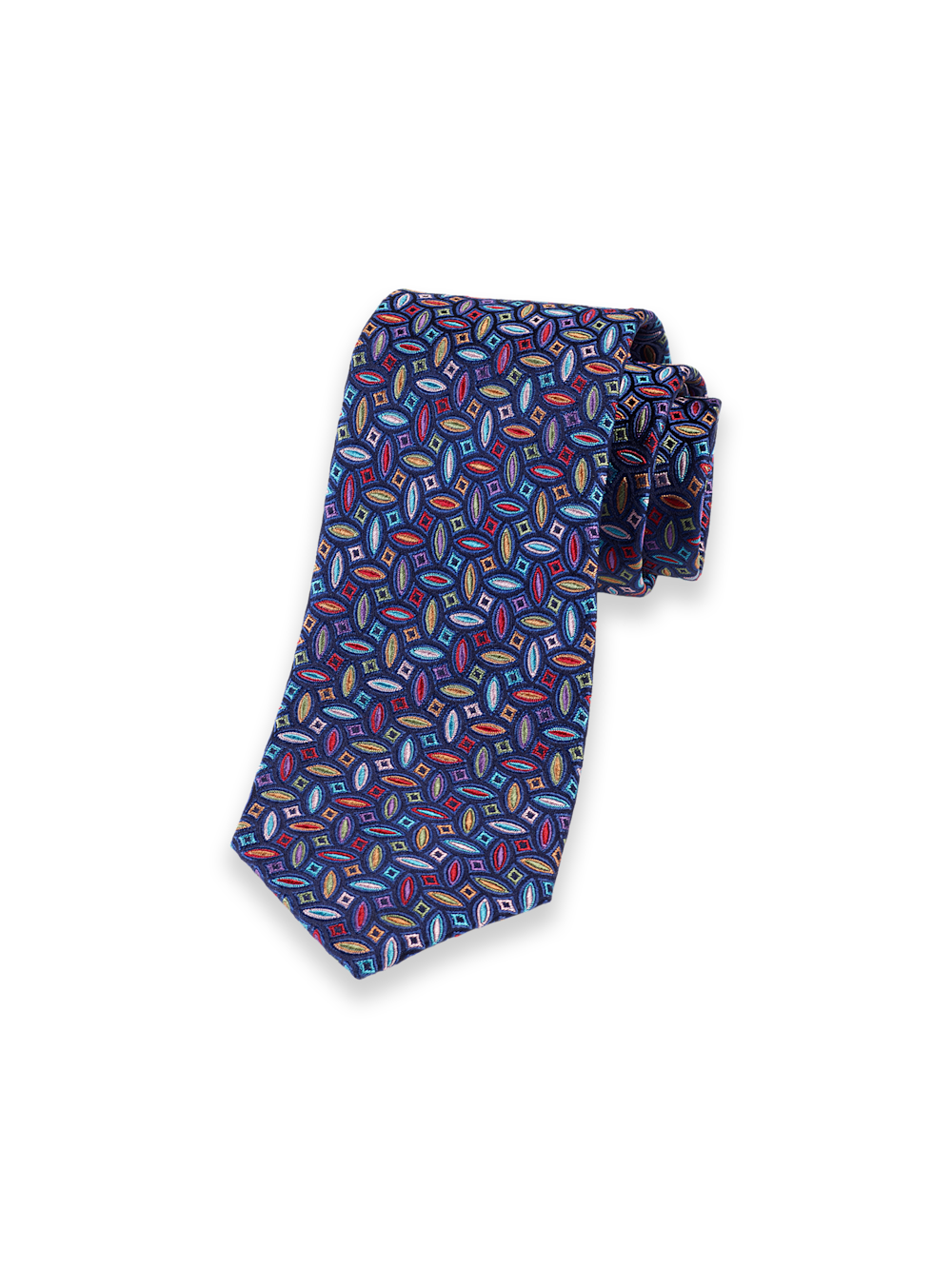 Product Image of Geometric Woven Silk Tie-Navy Multi