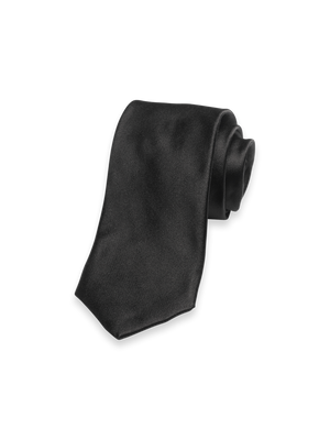 Solid Woven Silk Tie - Black