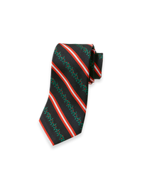 Stripe/Holly Woven Silk Tie - Black Multi