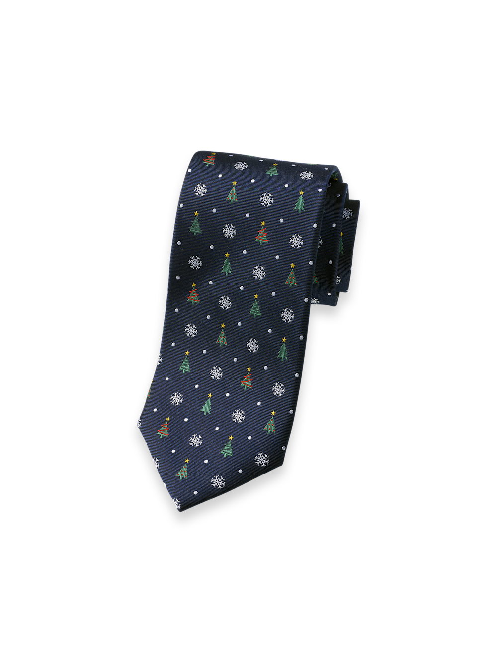 Product Image of Christmas Motif Woven Silk Tie-Navy Multi