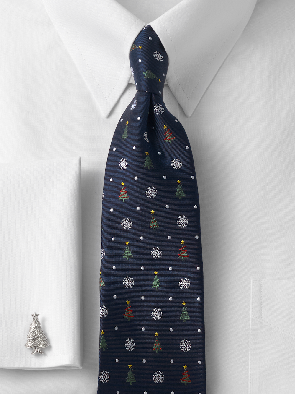 Alternate Image of Christmas Motif Woven Silk Tie-1
