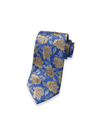 Floral Woven Silk Tie - Blue/yellow