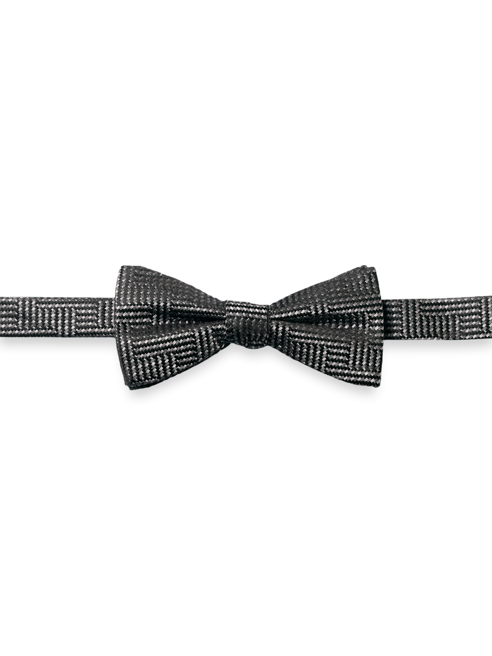 Product Image of Herringbone Woven Silk Pre-tied Bow Tie-Silver