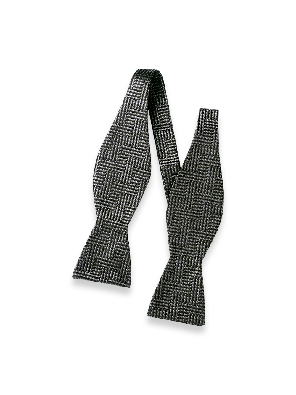 Product Image of Herringbone Woven Silk Self-tied Bow Tie-Silver