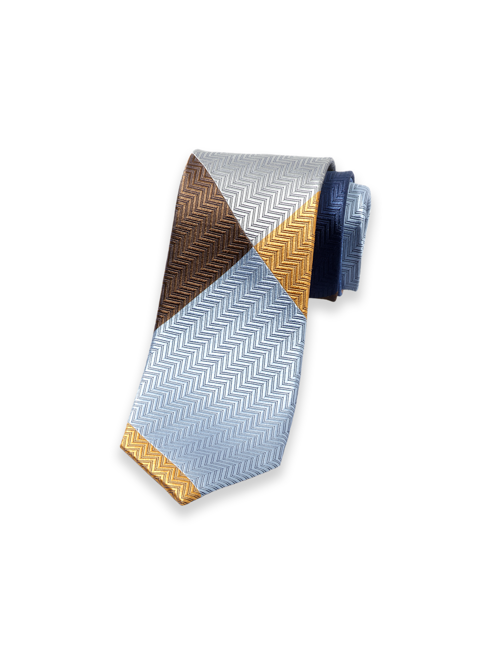 Product Image of Patchwork Woven Silk Tie-Brown Multi