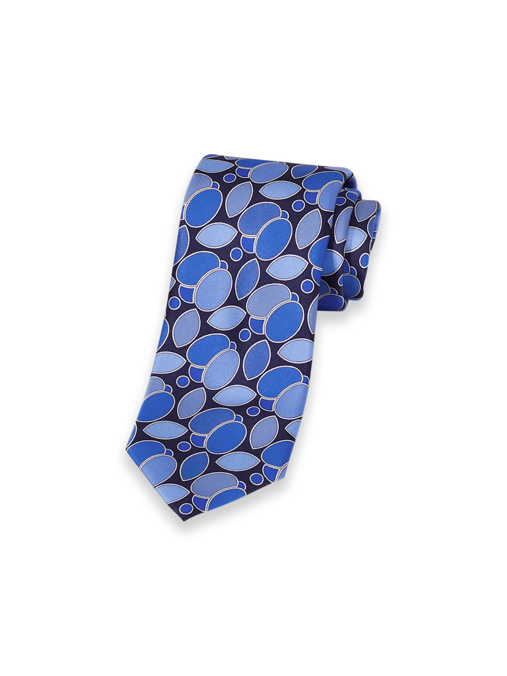Product Image of Medallion Printed Italian Silk Tie-Blue