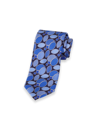 Medallion Printed Italian Silk Tie - Blue