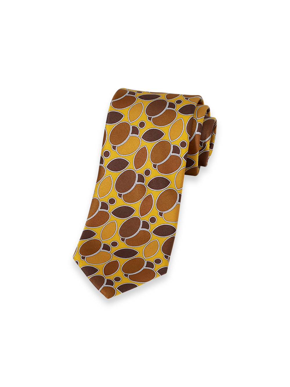 Product Image of Medallion Printed Italian Silk Tie-Gold
