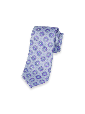 Medallion Woven Silk Tie - Purple