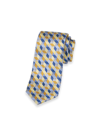 Geometric Woven Silk Tie - Yellow/blue