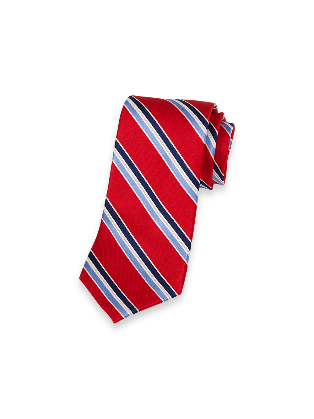 Product Image of Stripe Woven Silk Tie-Red/Blue