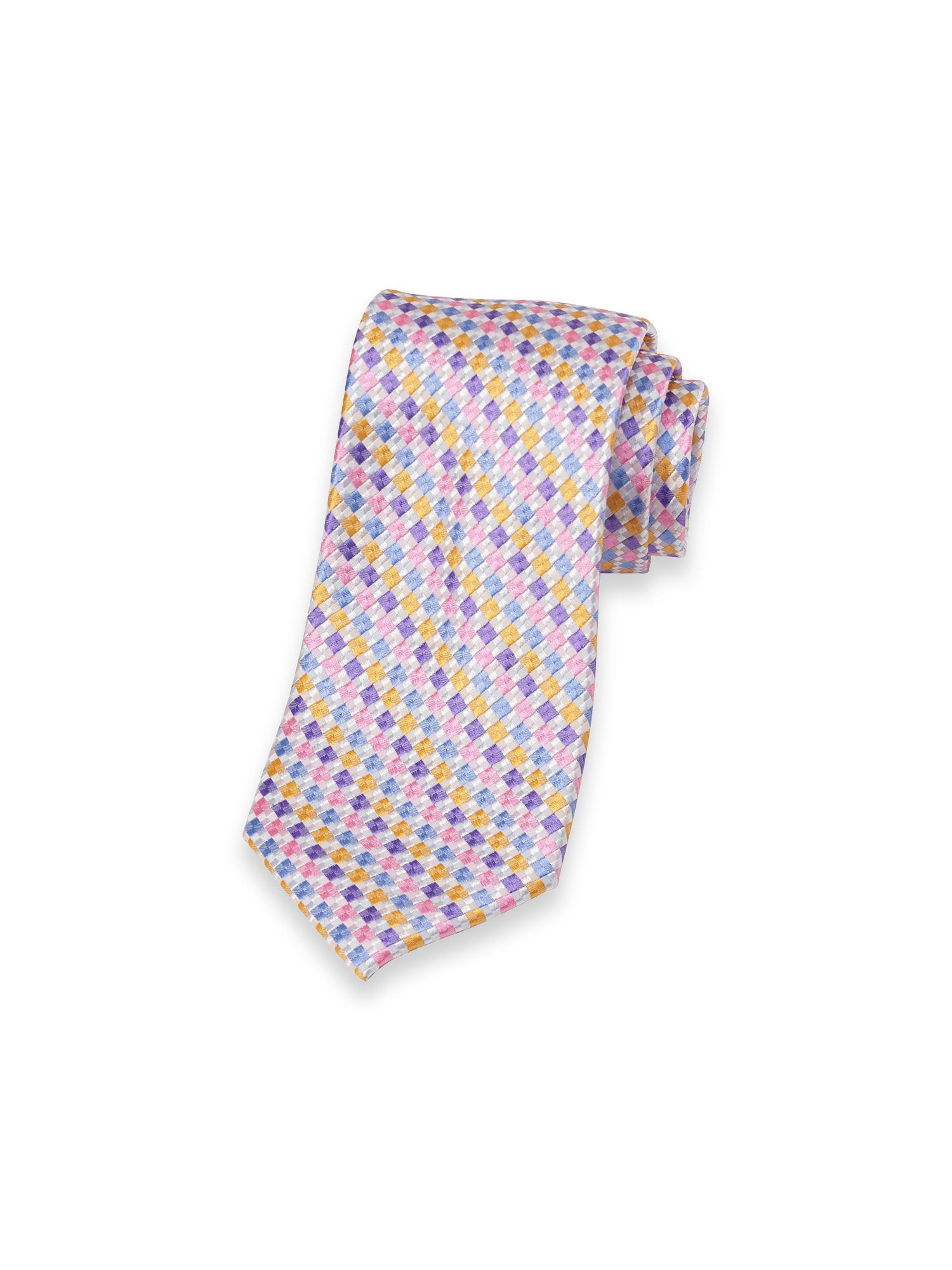 Geometric Woven Silk Tie - Purple Multi