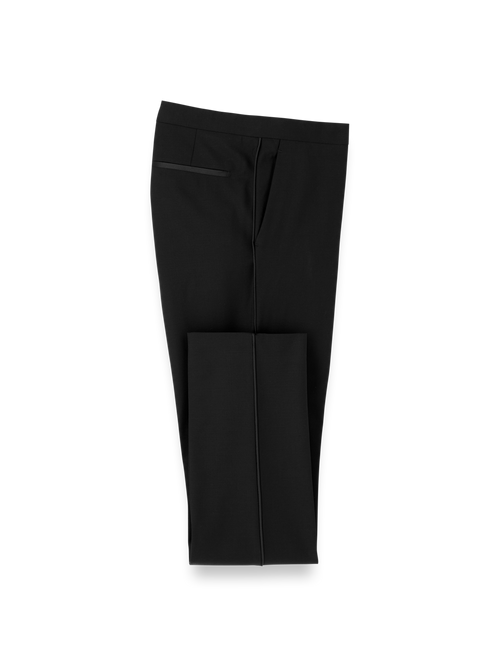 Wool Stretch Tuxedo Pants - Black