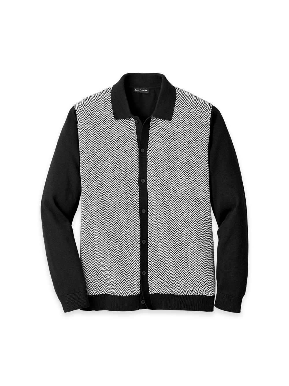 Product Image of Cotton Button Front Polo-Black/White