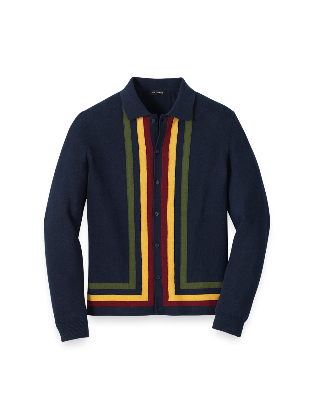 Product Image of Cotton Button Front Polo-Navy