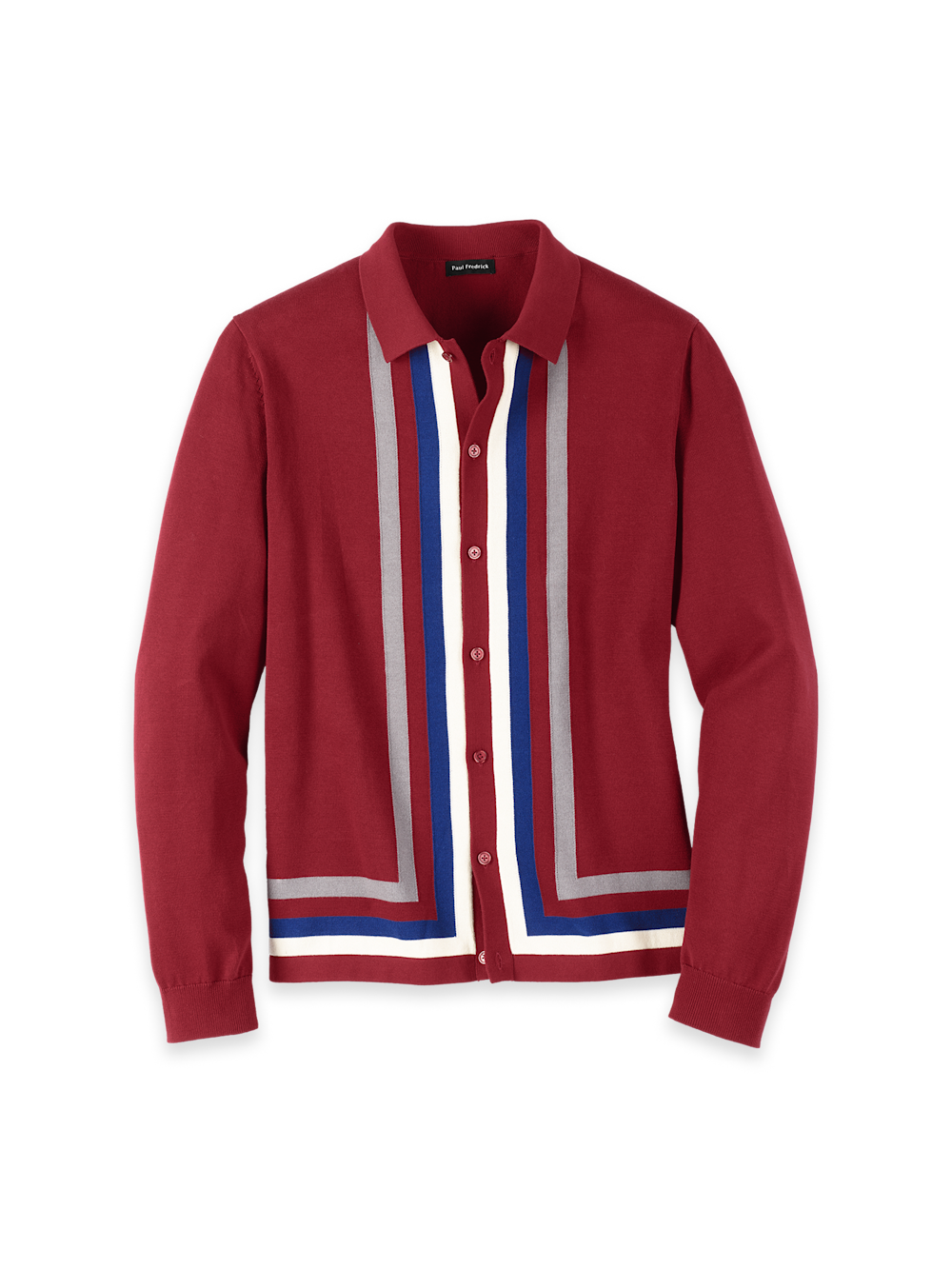 Product Image of Cotton Button Front Polo-Burgundy