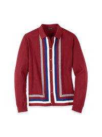 Cotton Button Front Polo - Burgundy