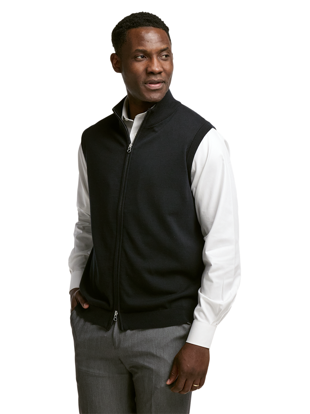 Alternate Image of Cotton Full Zip Mock Neck Vest-1