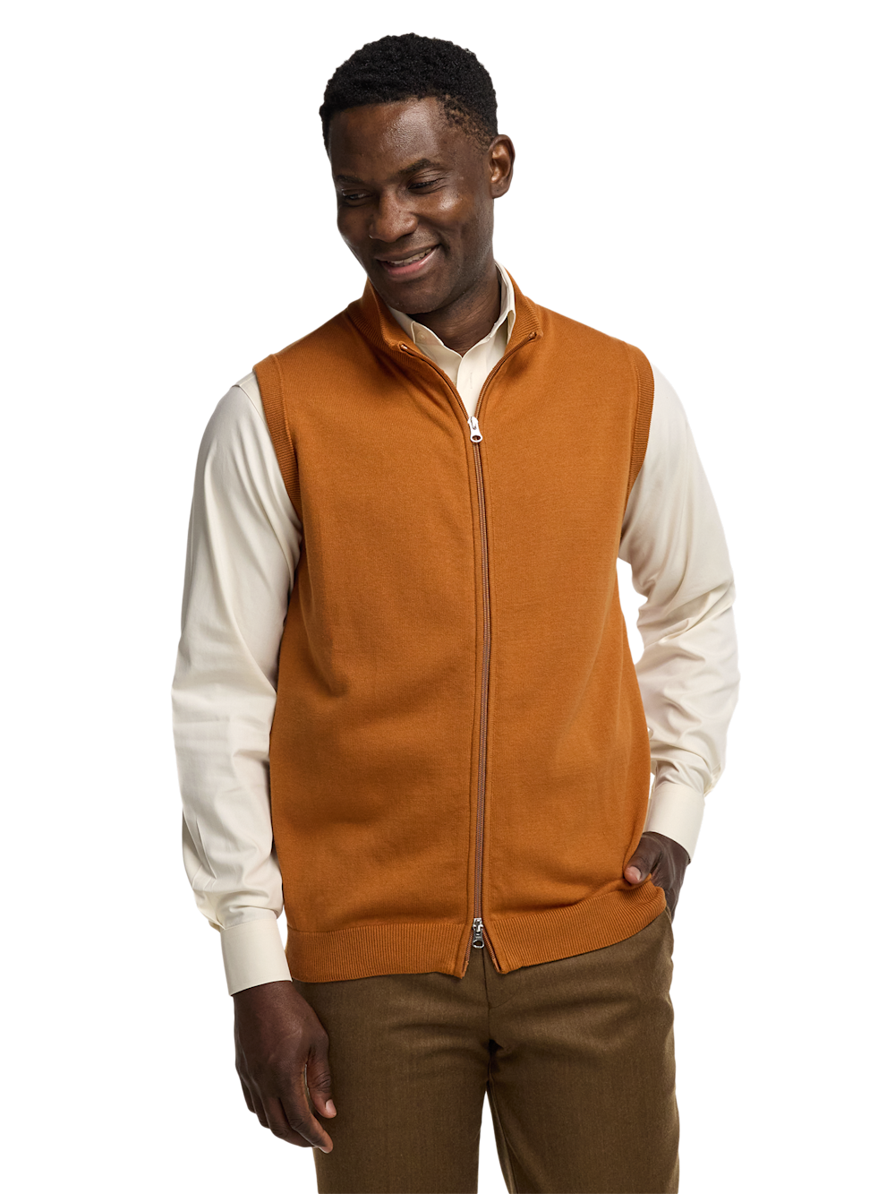 Alternate Image of Cotton Full Zip Mock Neck Vest-1