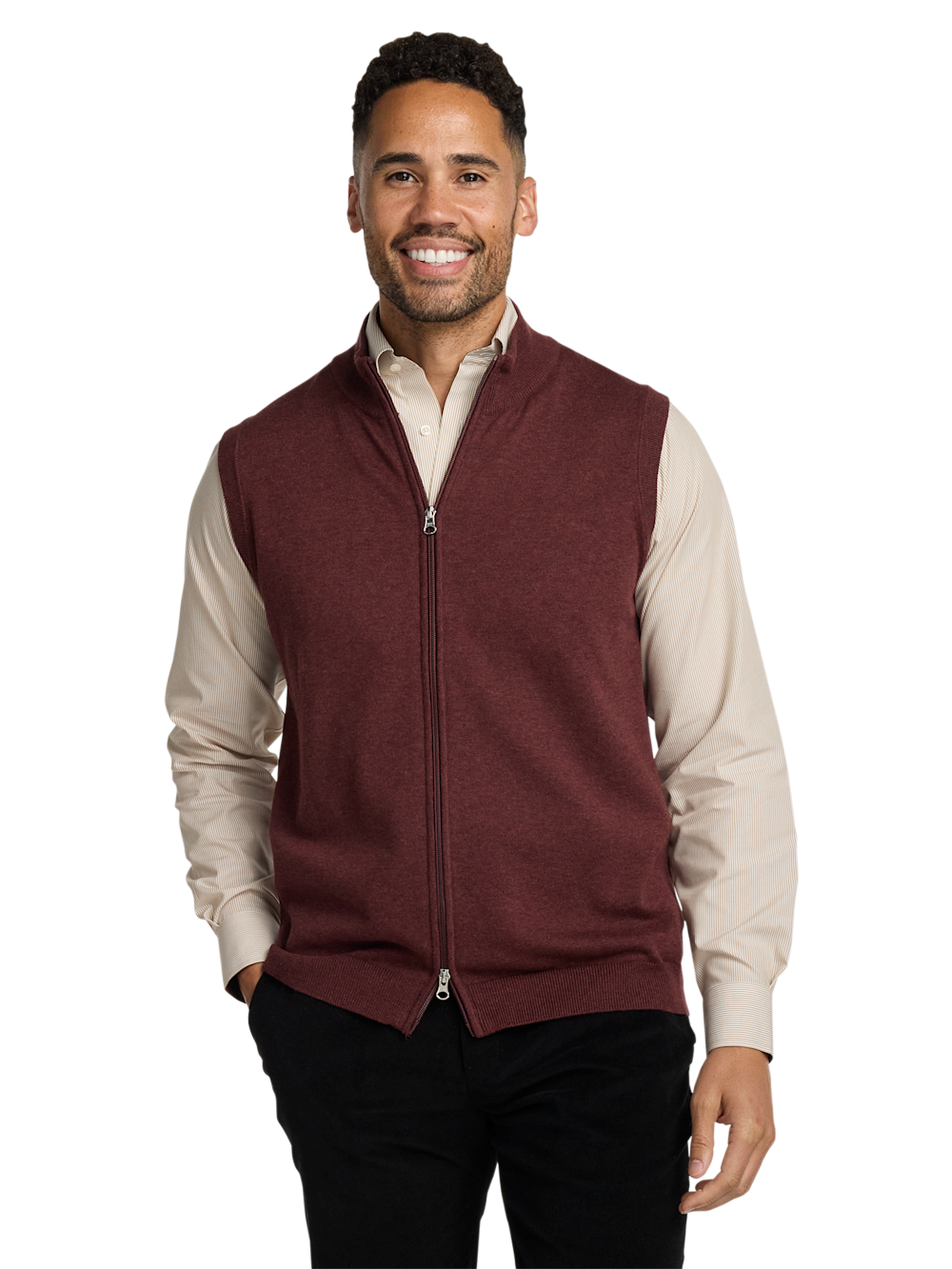 Alternate Image of Cotton Full Zip Mock Neck Vest-1