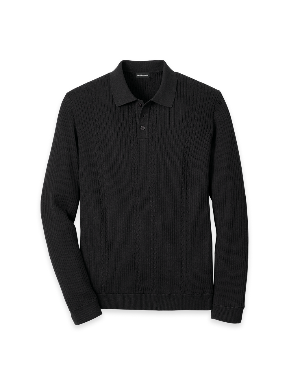 Product Image of Cotton Three Button Polo-Black