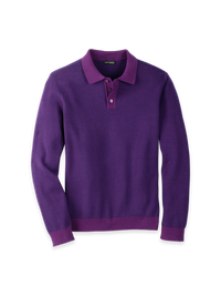 Cotton Three Button Polo - Purple