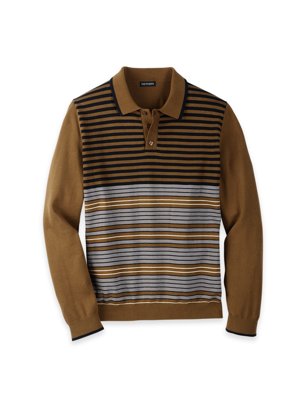 Product Image of Cotton Three Button Polo-Brown