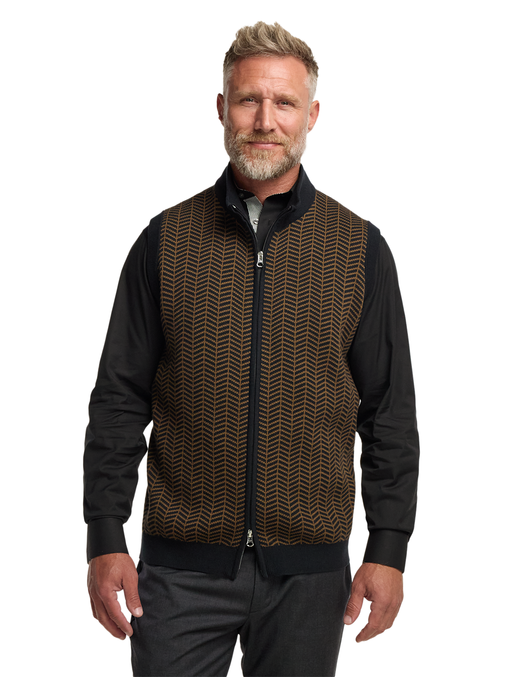 Alternate Image of Cotton Full Zip Mock Neck Vest-1
