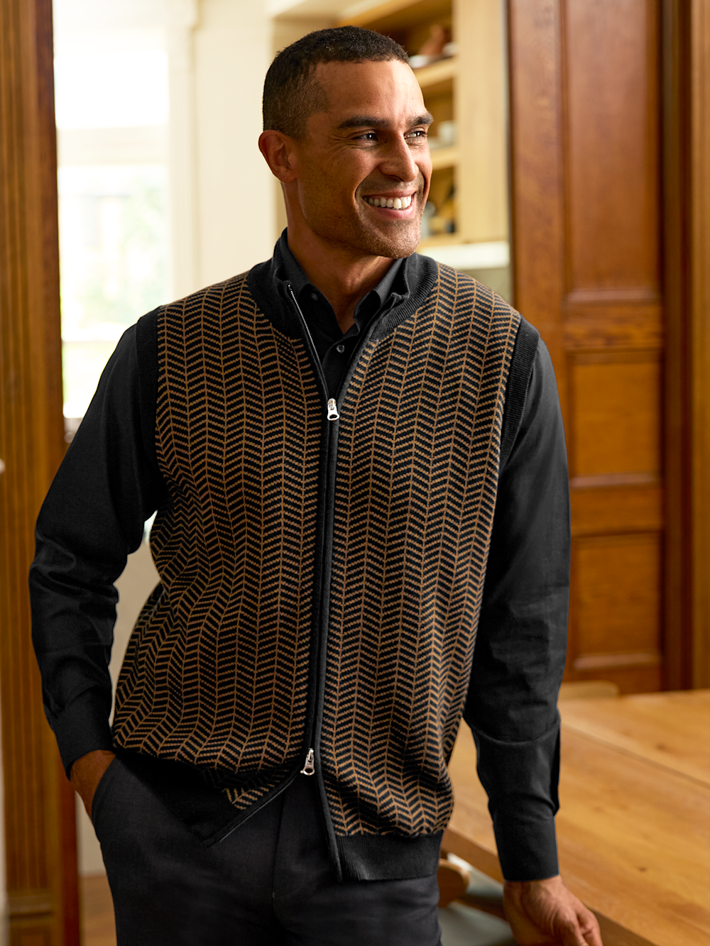 Alternate Image of Cotton Full Zip Mock Neck Vest-6