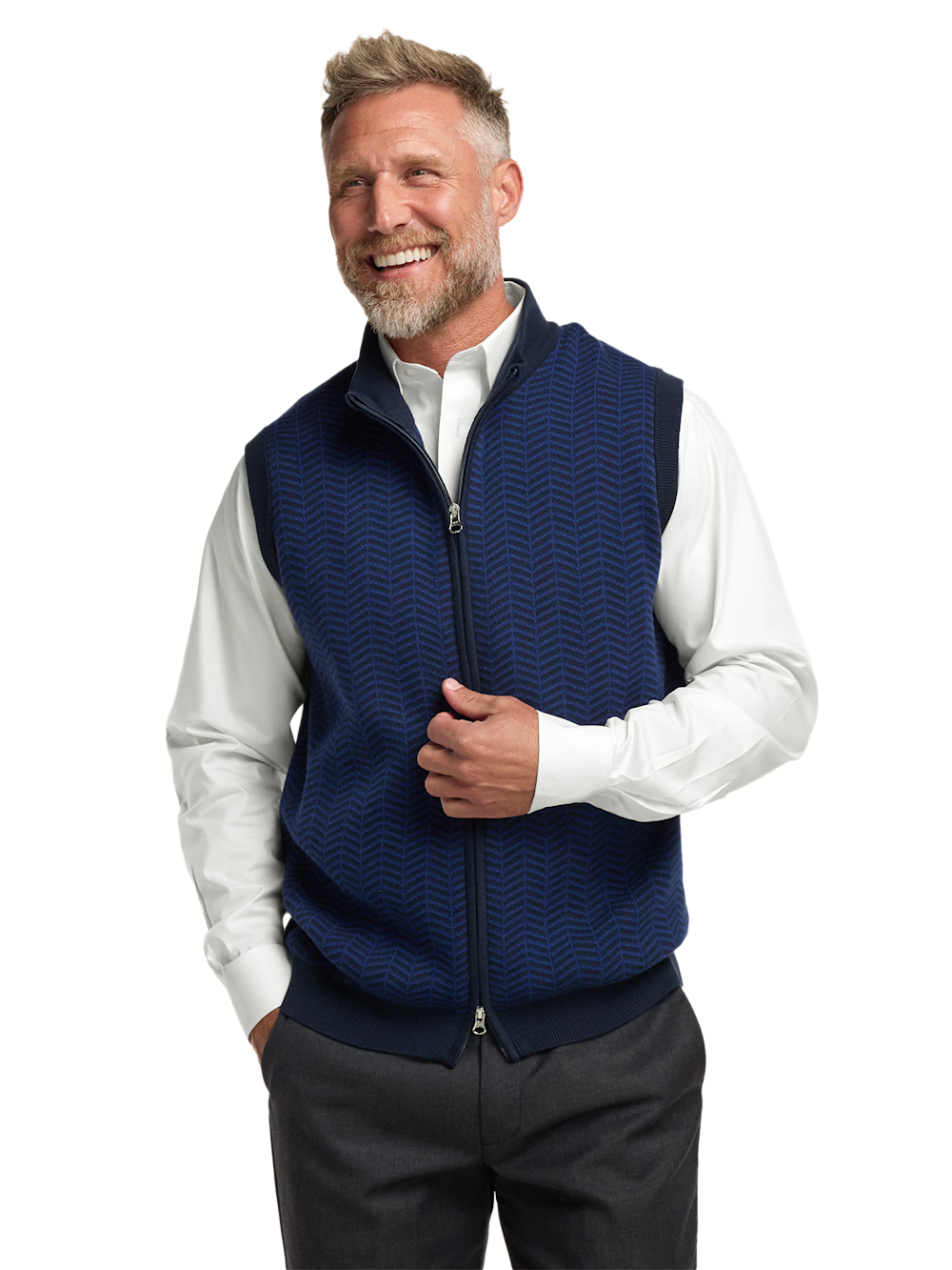 Alternate Image of Cotton Full Zip Mock Neck Vest-1