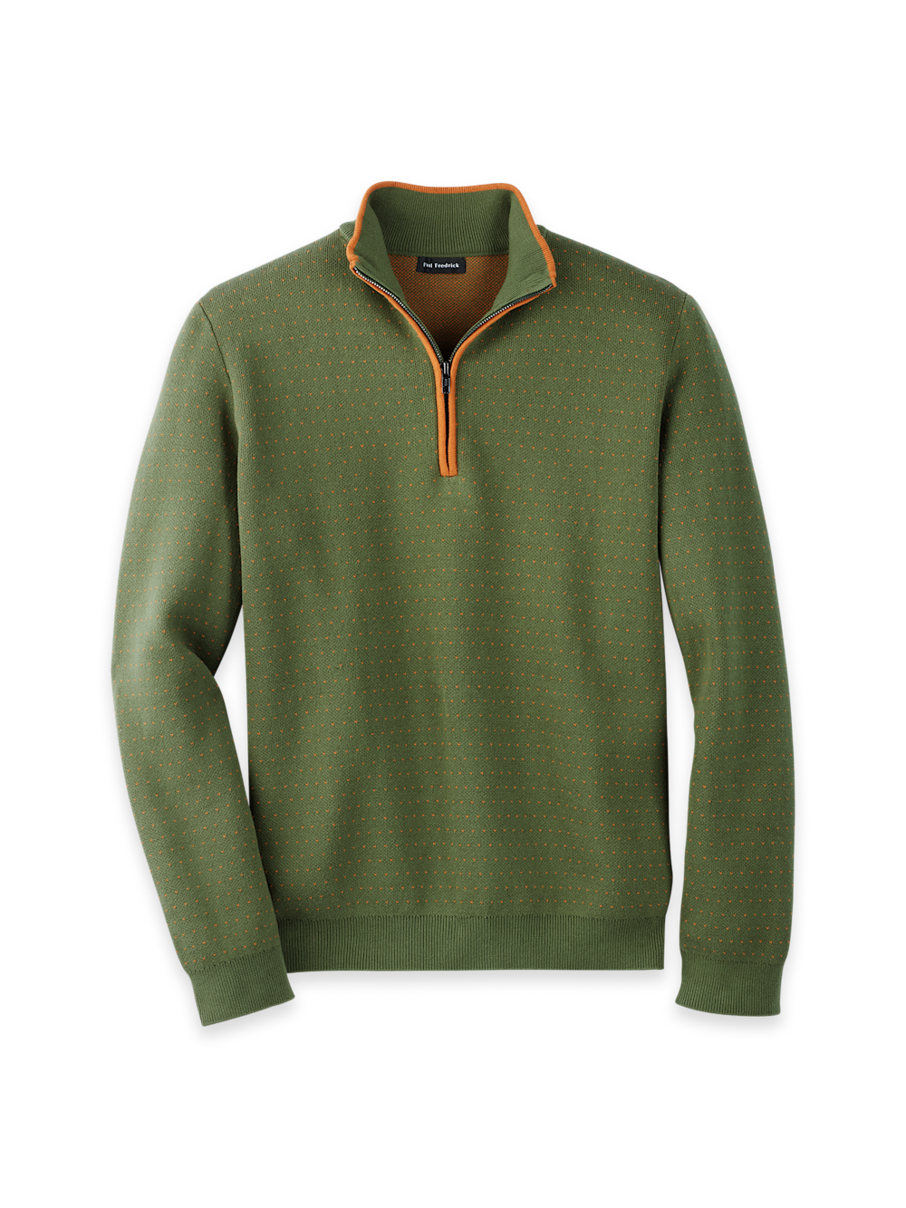 Product Image of Cotton Quarter Zip Mock Neck Sweater-Olive