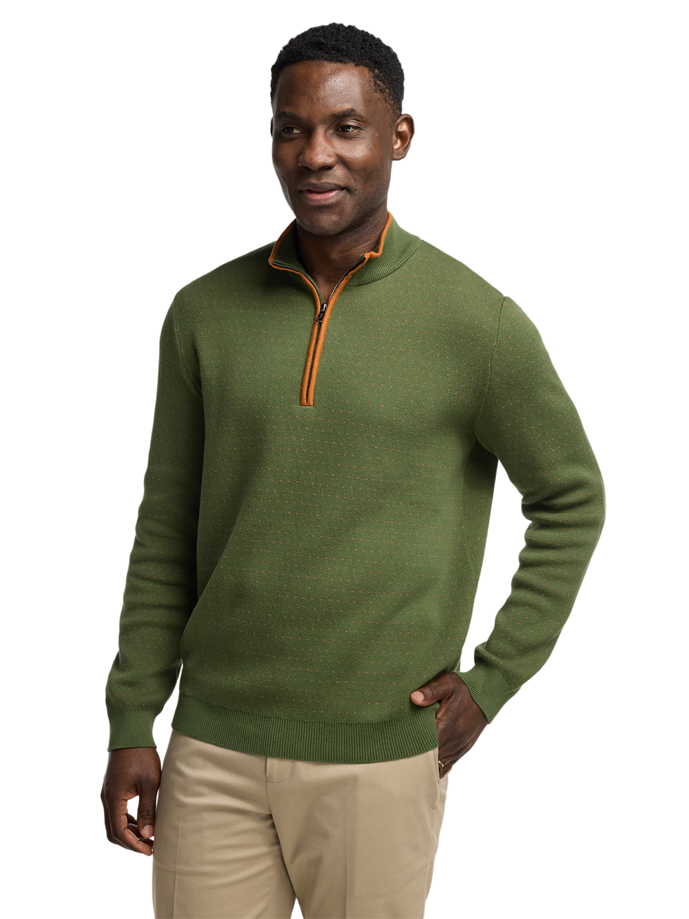 Alternate Image of Cotton Quarter Zip Mock Neck Sweater-1