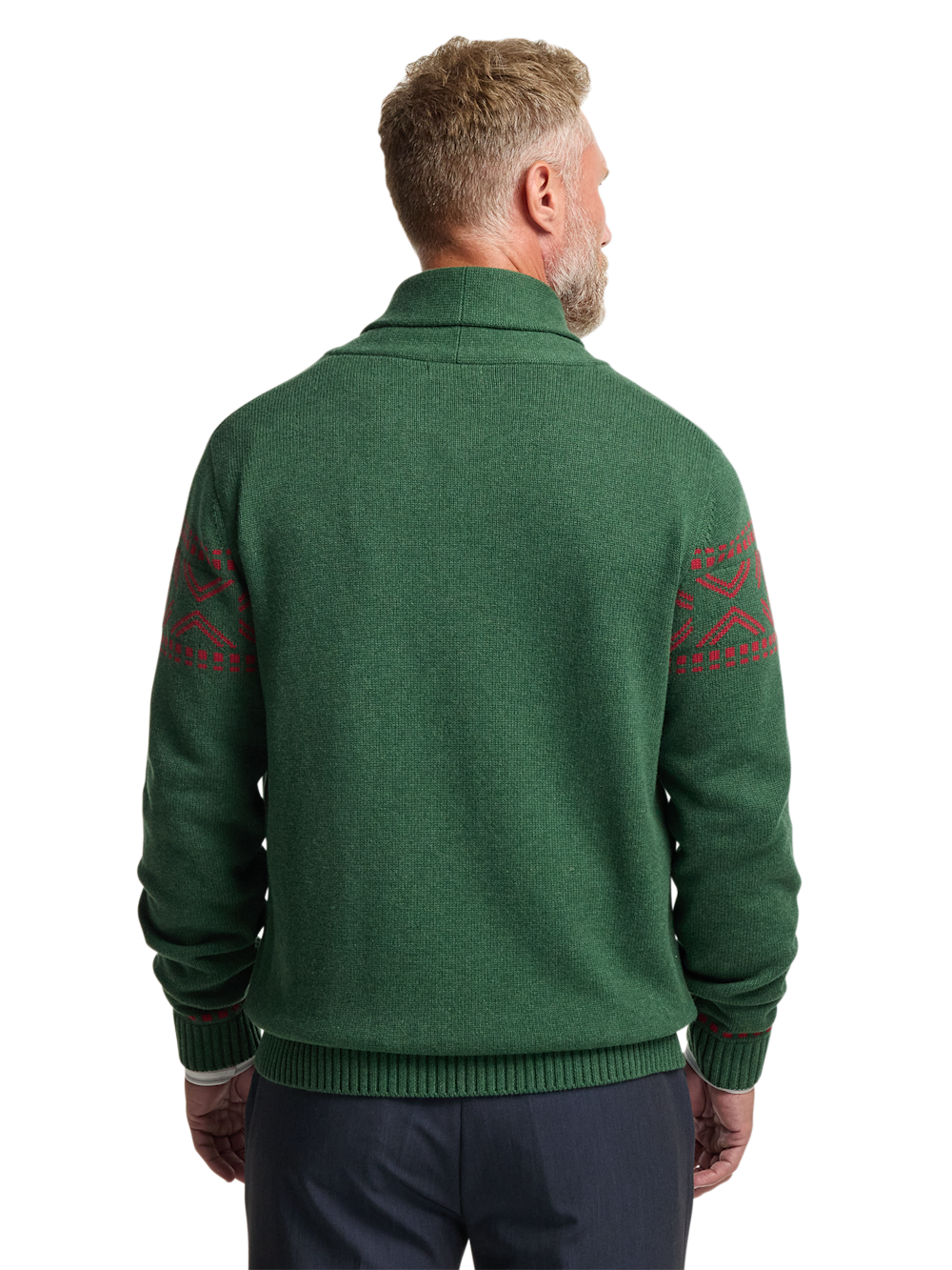 Alternate Image of Cotton Button Front Fair Isle Shawl Collar Cardigan Sweater-4