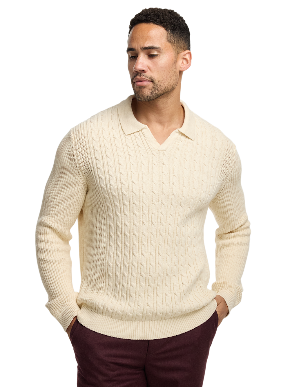 Alternate Image of Cotton Cable V-neck Polo-1