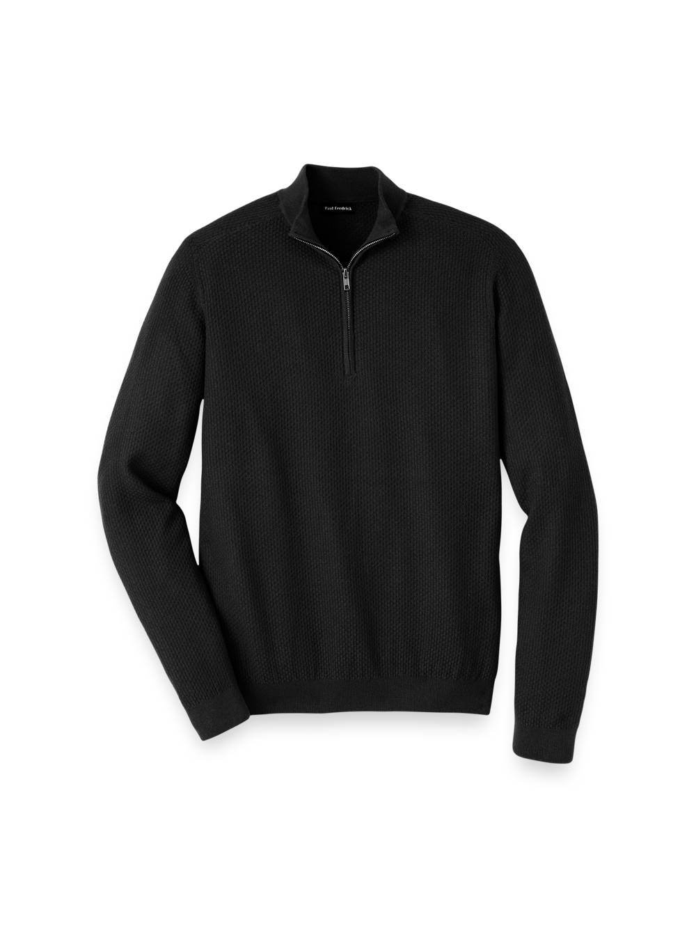 Product Image of Silk Cotton Cashmere Quarter Zip Mock Neck Sweater-Black