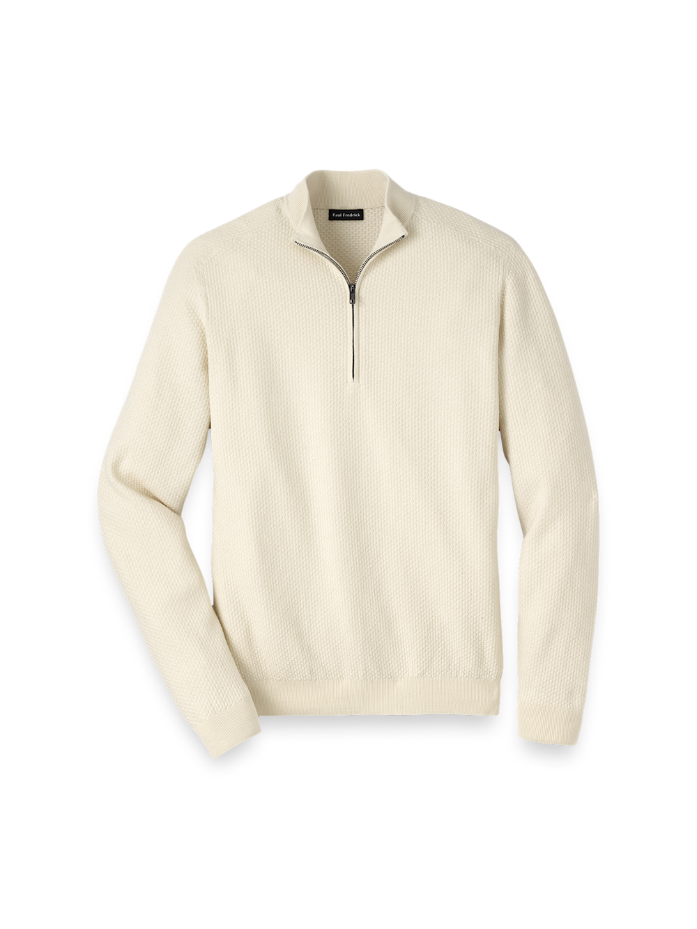 Product Image of Silk Cotton Cashmere Quarter Zip Mock Neck Sweater-Ivory